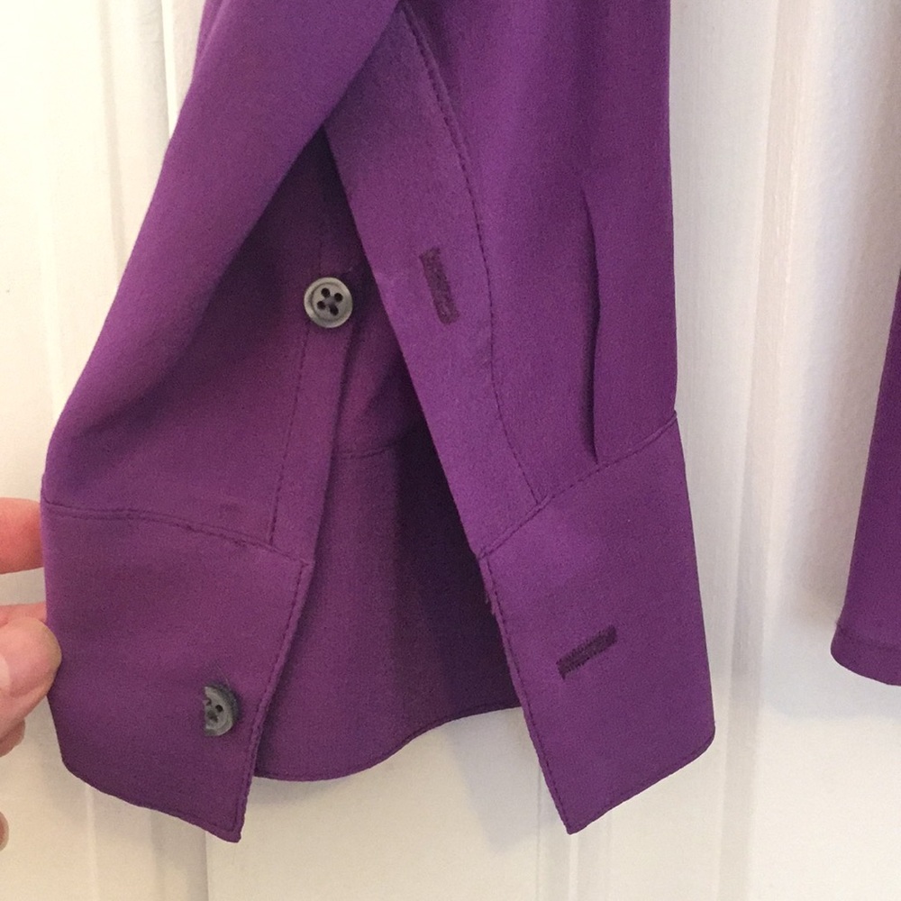 PURPLE Banana Republic Silk Roll Tab Blouse - Picture 7 of 8